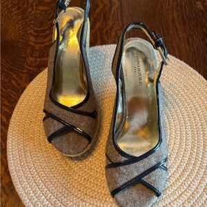 Banana Republic Blue and Gold Slingback Heels